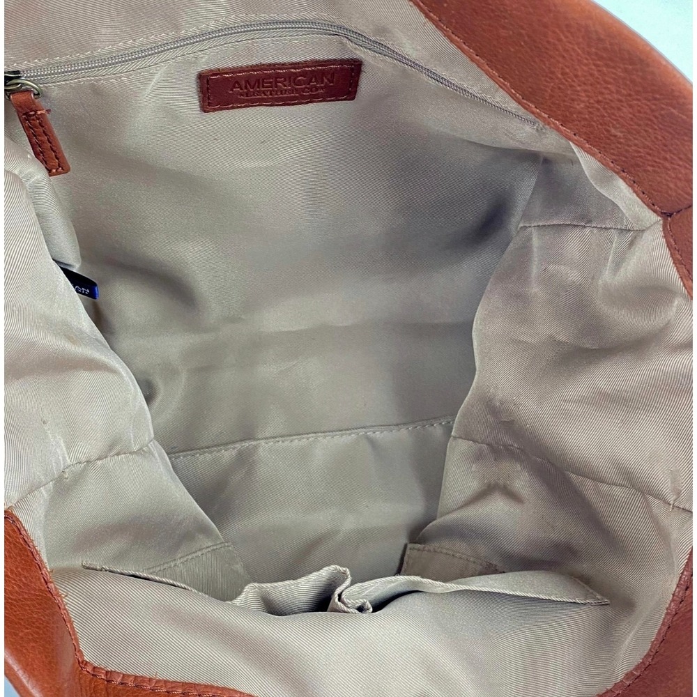 American Leather Co British Tan Brown Tote Lg Leather Shoulder Bag Purse Satchel - Picture 9 of 9